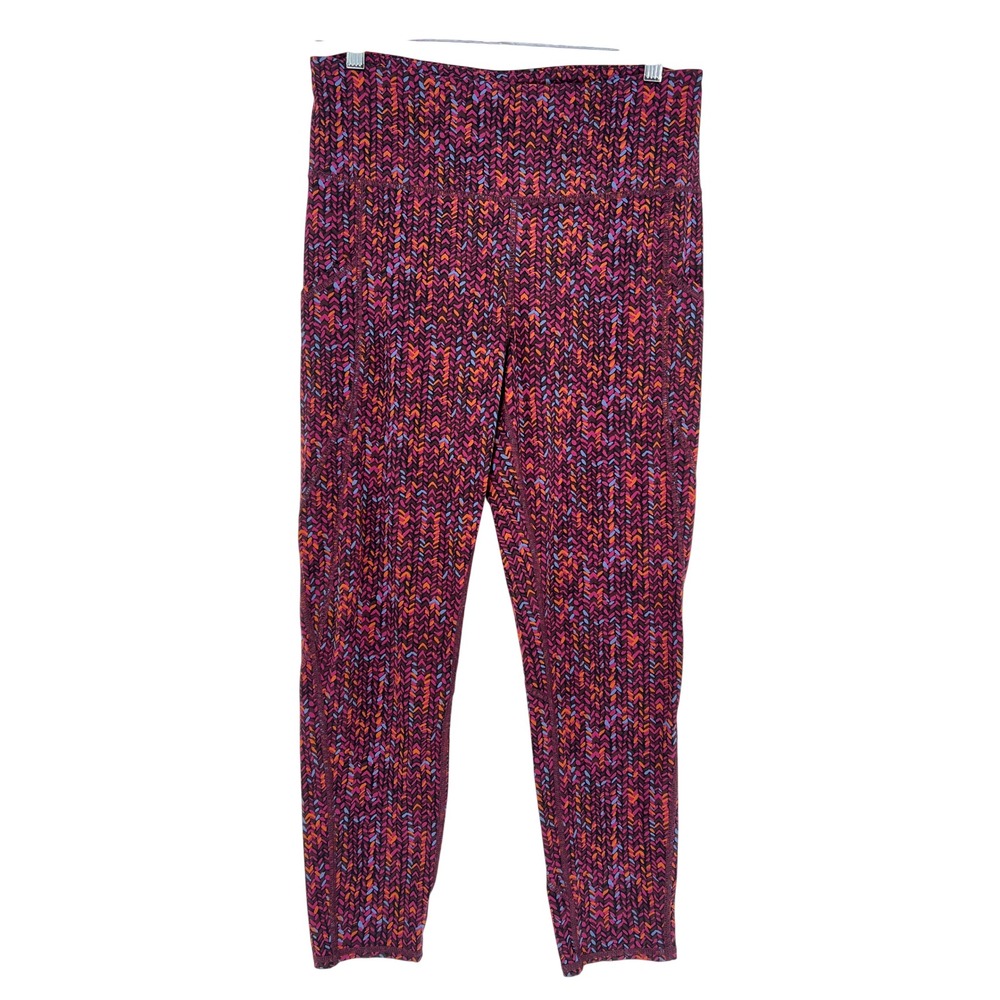 J.Jill Fit Performance‎ Leggings Women M Multicolor High Rise Pockets Athletic